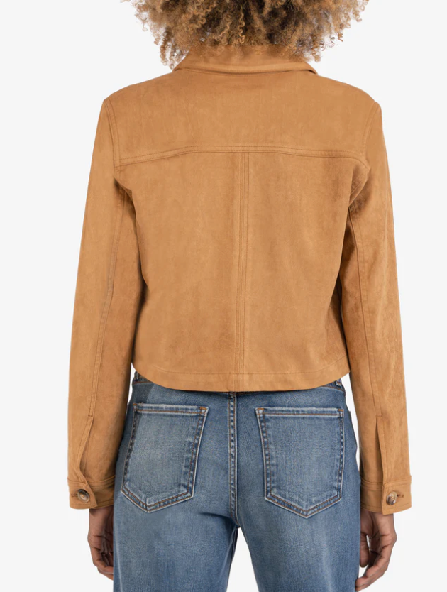 Matilda Faux Suede Trucker Jacket- Camel