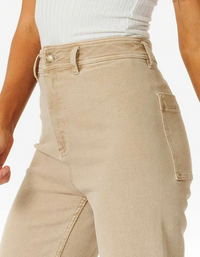 Holiday Denim High Rise Cropped Flare in Tan