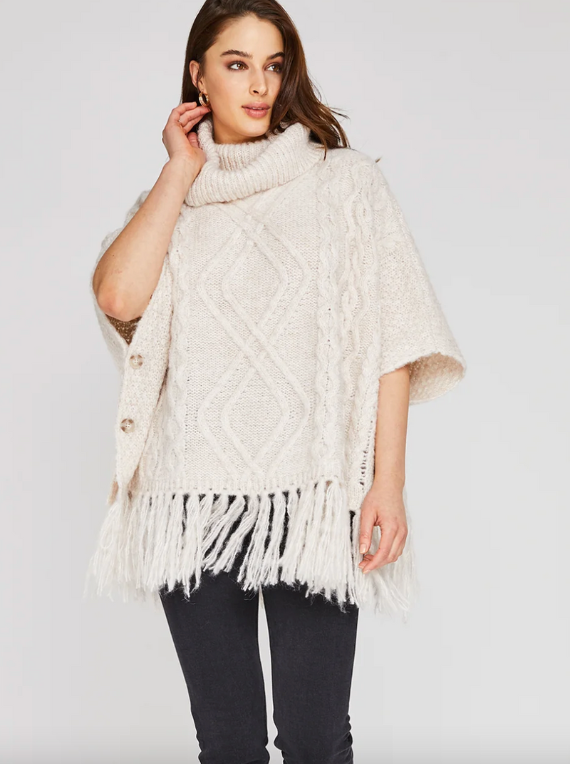 Kindred Cable Knit Cowl Neck Poncho