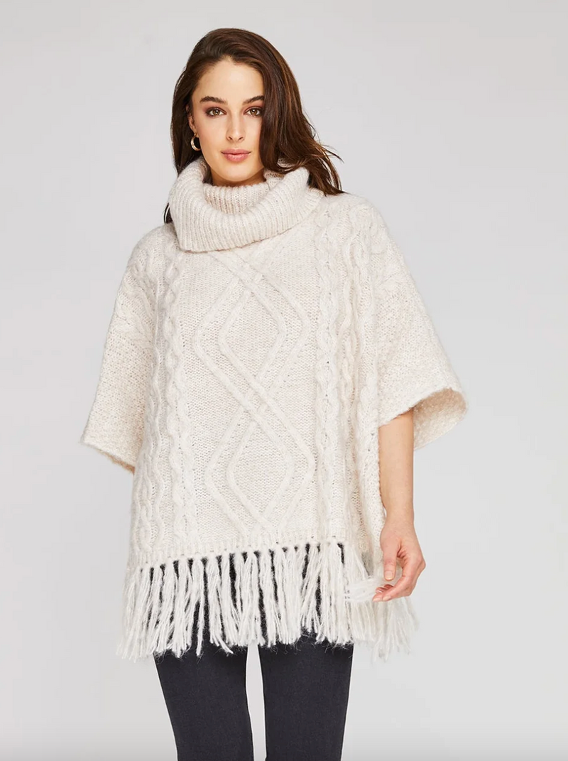 Kindred Cable Knit Cowl Neck Poncho