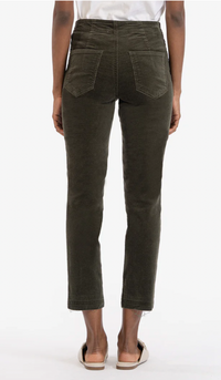 Reese High Rise Corduroy Ankle Straight Leg - Olive
