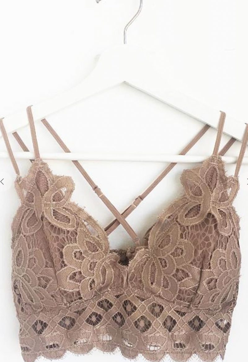 Ivy Lace Bralette- Cocoa