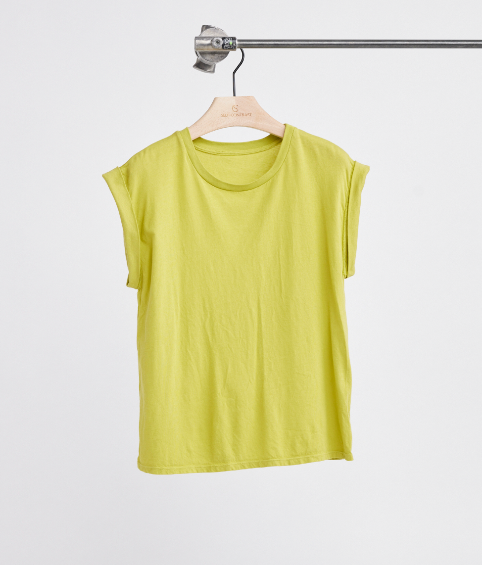 Victoria Cuffed Cotton Tee - Lime
