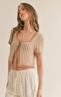 Amore Lace Up Crop Sweater