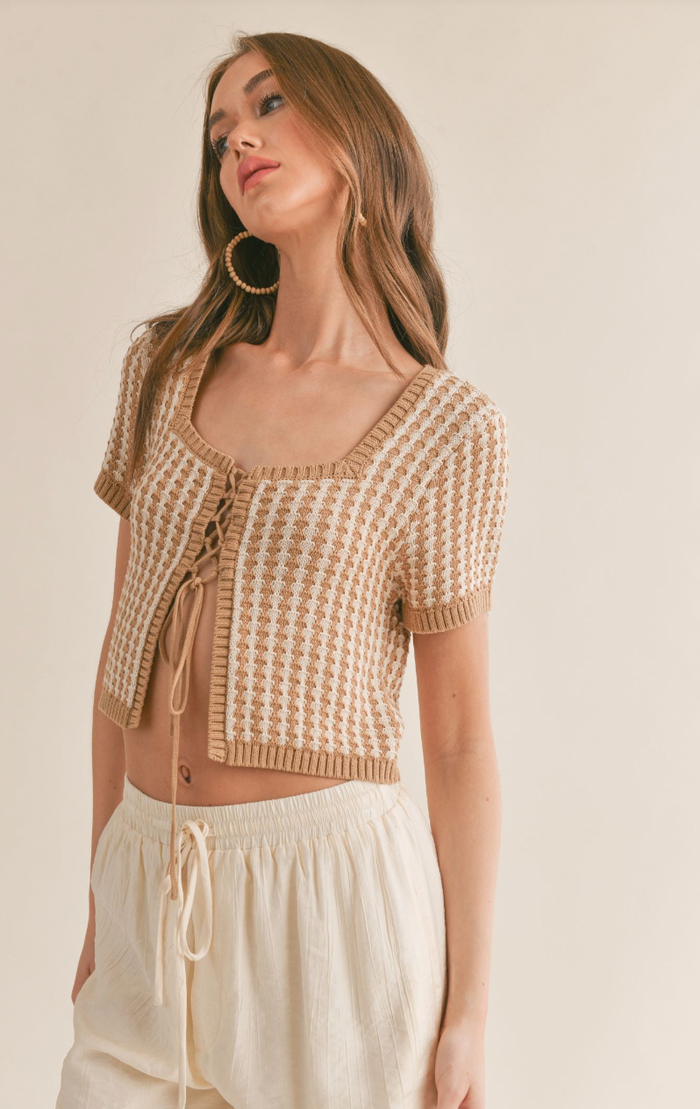Amore Lace Up Crop Sweater