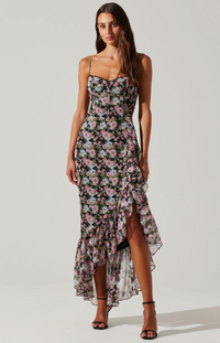 Brisbane Asymmetrical Floral Midi Dress