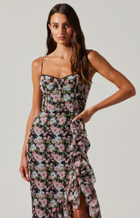 Brisbane Asymmetrical Floral Midi Dress