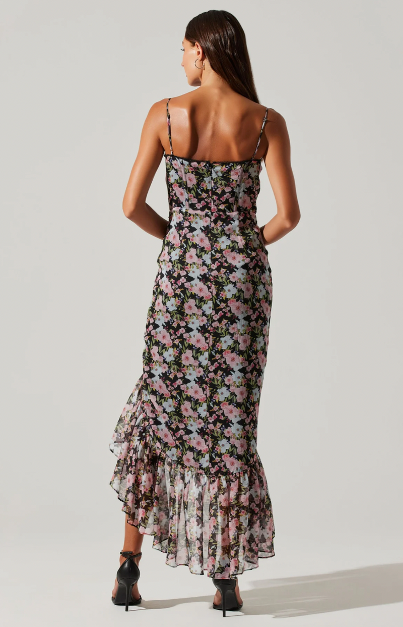 Brisbane Asymmetrical Floral Midi Dress