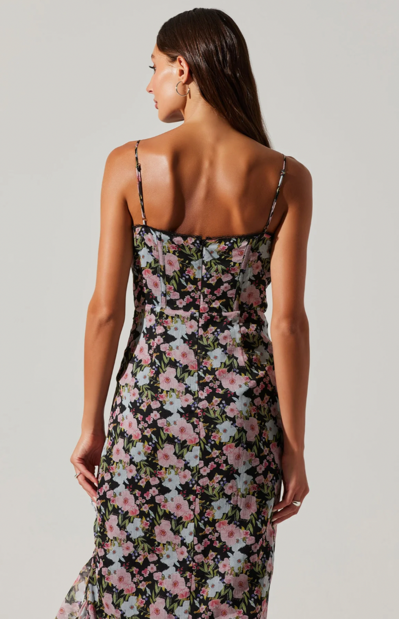 Brisbane Asymmetrical Floral Midi Dress