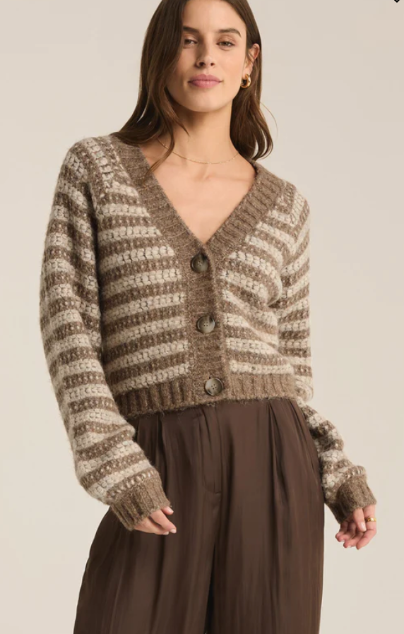 Este Metallic Stripe Cardigan