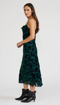 Wisteria Velvet Burnout Slip Dress- Spruce