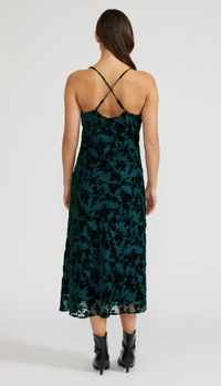 Wisteria Velvet Burnout Slip Dress- Spruce