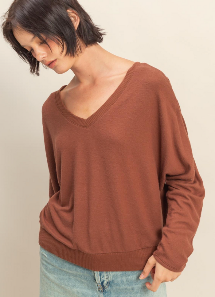 Desi Long Sleeve Tee- Rust