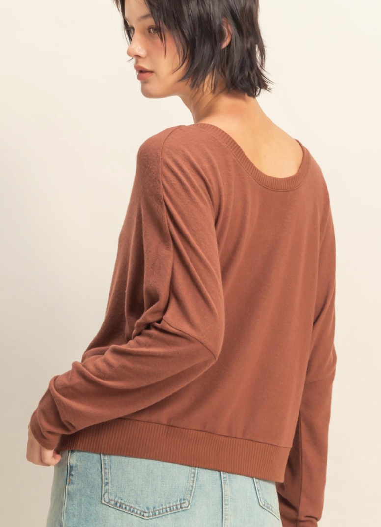 Desi Long Sleeve Tee- Rust