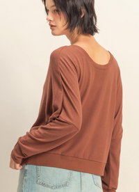 Desi Long Sleeve Tee- Rust