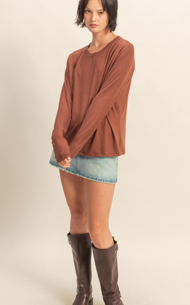 Amber Soft Crew Neck Tee - Rust