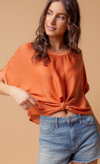 Lea Satin knot Top- Orange