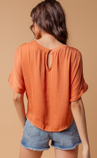 Lea Satin knot Top- Orange