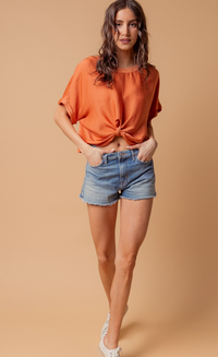 Lea Satin knot Top- Orange