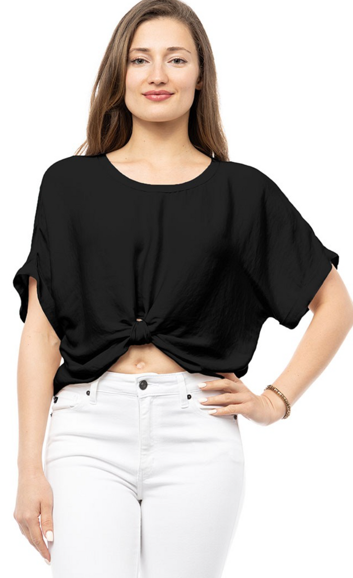 Lea Satin knot Top- Black