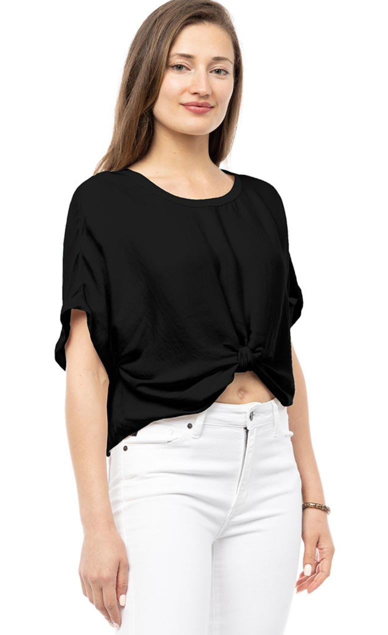 Lea Satin knot Top- Black
