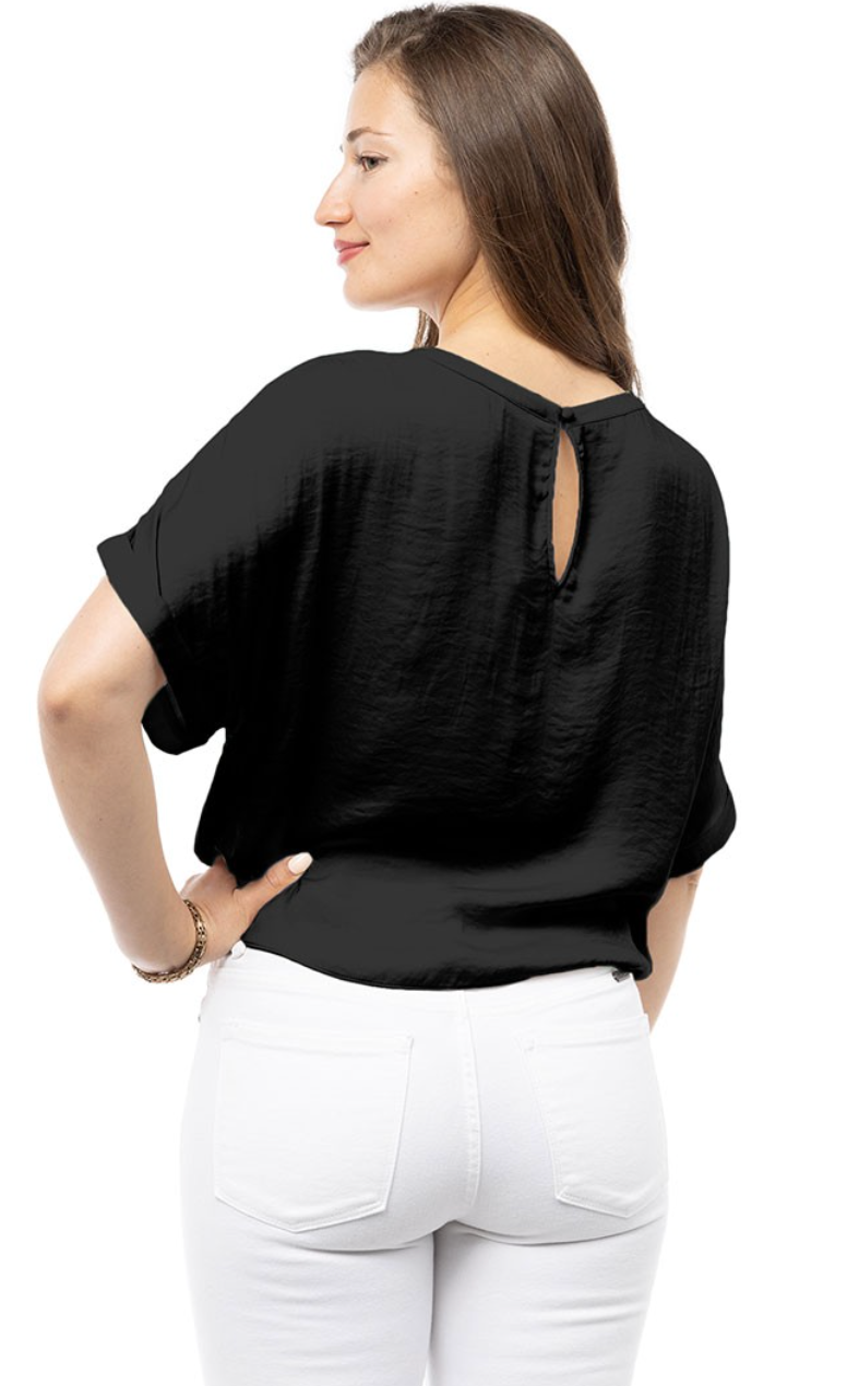 Lea Satin knot Top- Black