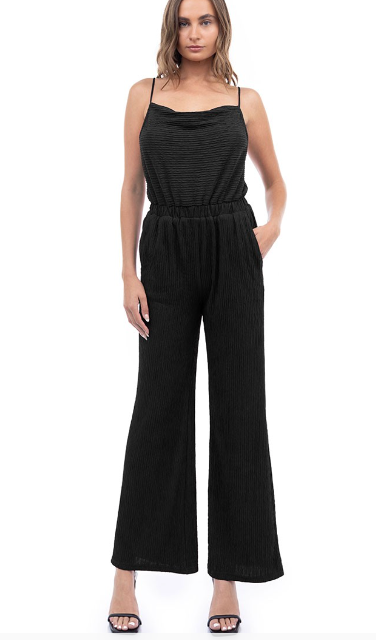 Nina Cowl Neck Jumpsuit-Black