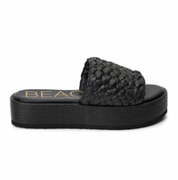 Matisse Beach Cairo Raffia Platform Slide- Black