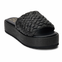 Matisse Beach Cairo Raffia Platform Slide- Black