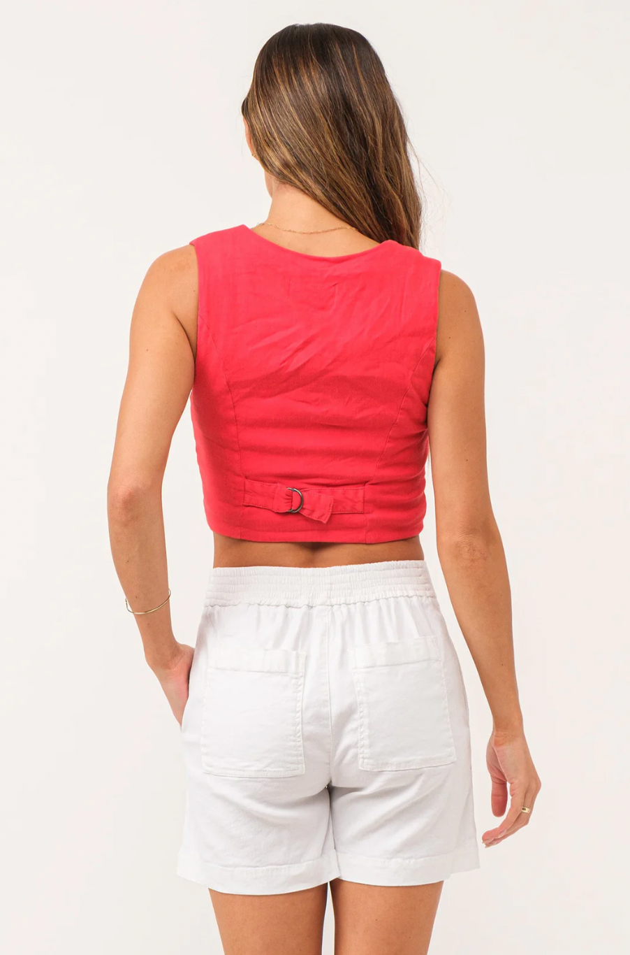 Norris Button Front Vest - Red