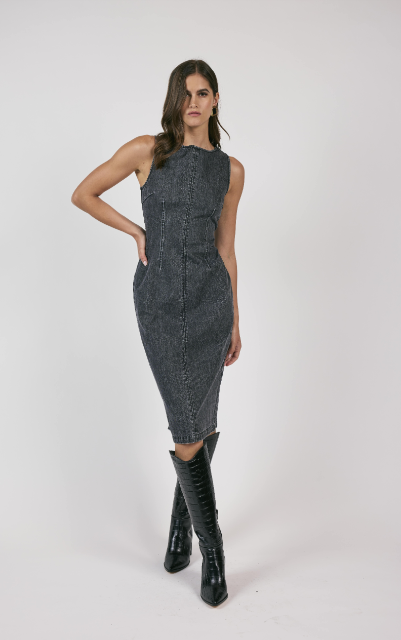 Transformative Denim Midi Dress