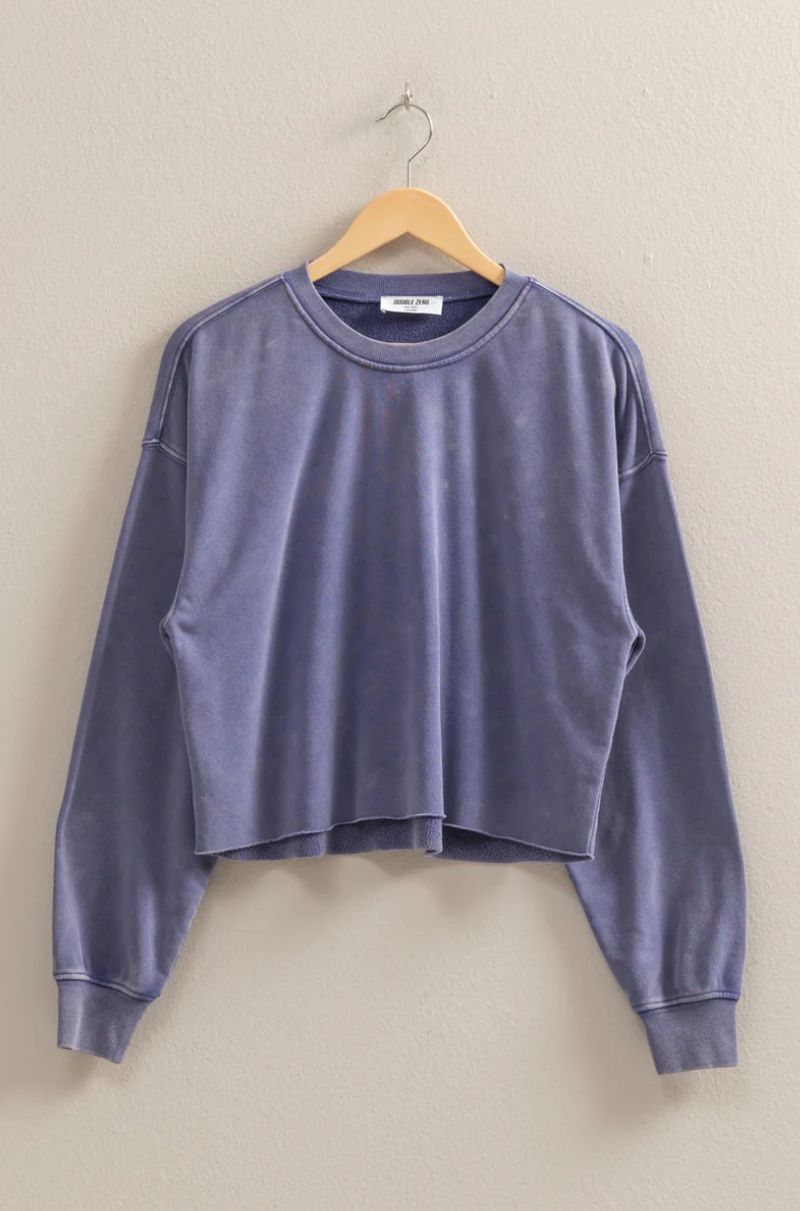 Cassie Cropped Crewneck - Indigo