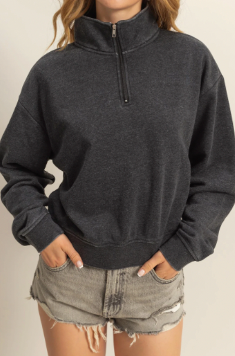 Baily Half Zip Pullover - Black