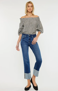 Windey Mid Rise Cropped Straight Leg Jean