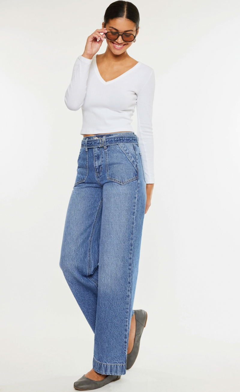 Milani Belted Ultra High Rise Wide leg jean