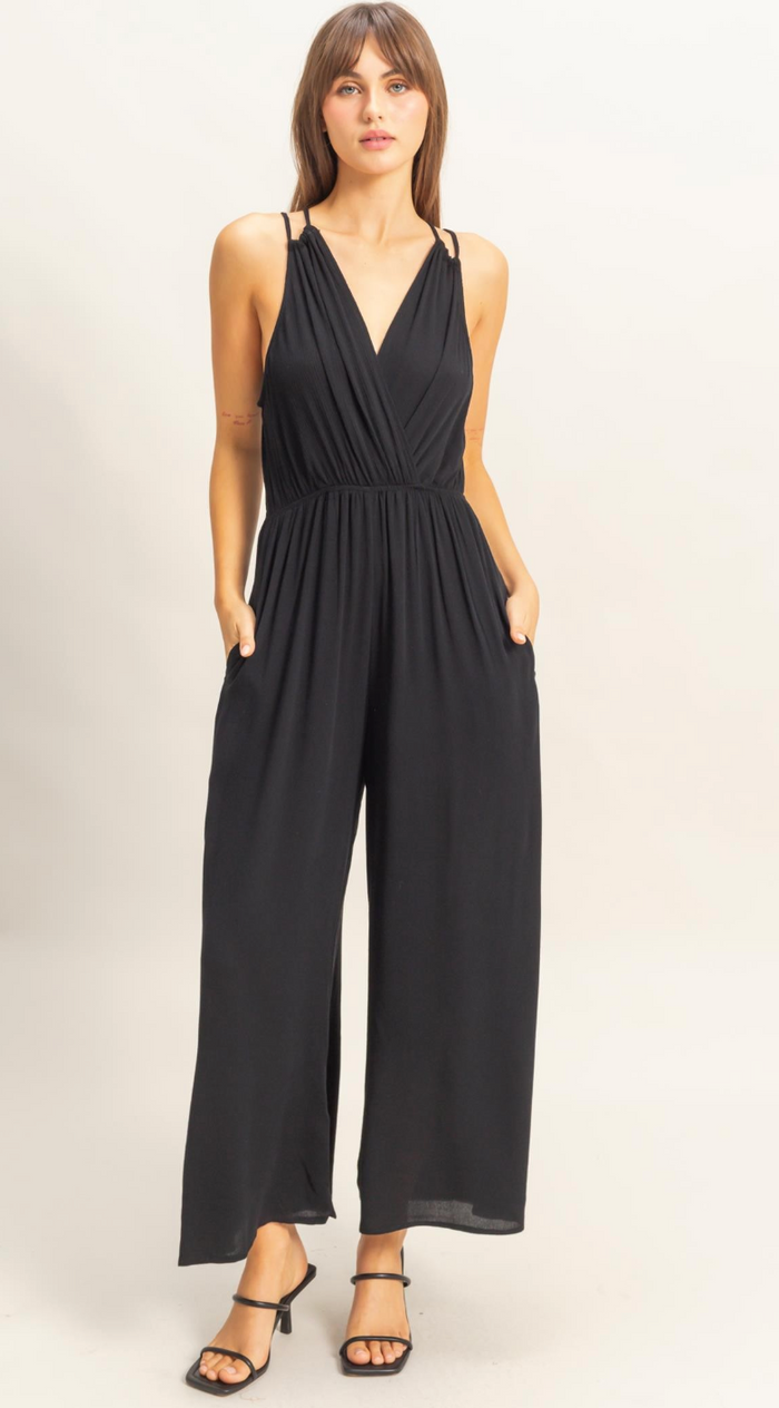 Jevi Wide Leg Jumpsuit - Black