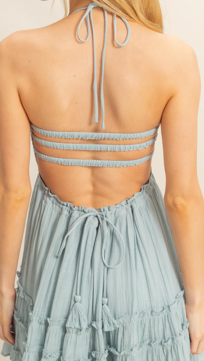 Daisy Tiered Mini Dress - Blue