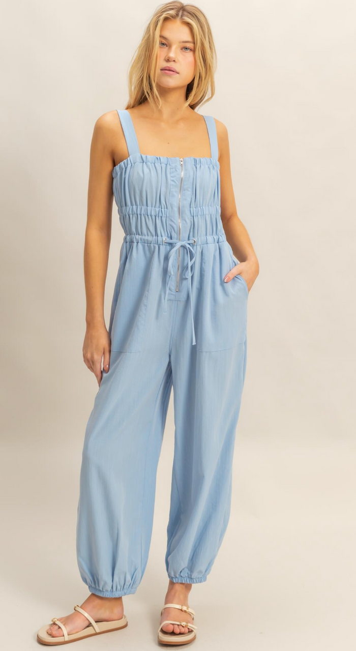Marissa Zip Up Jumpsuit - Blue