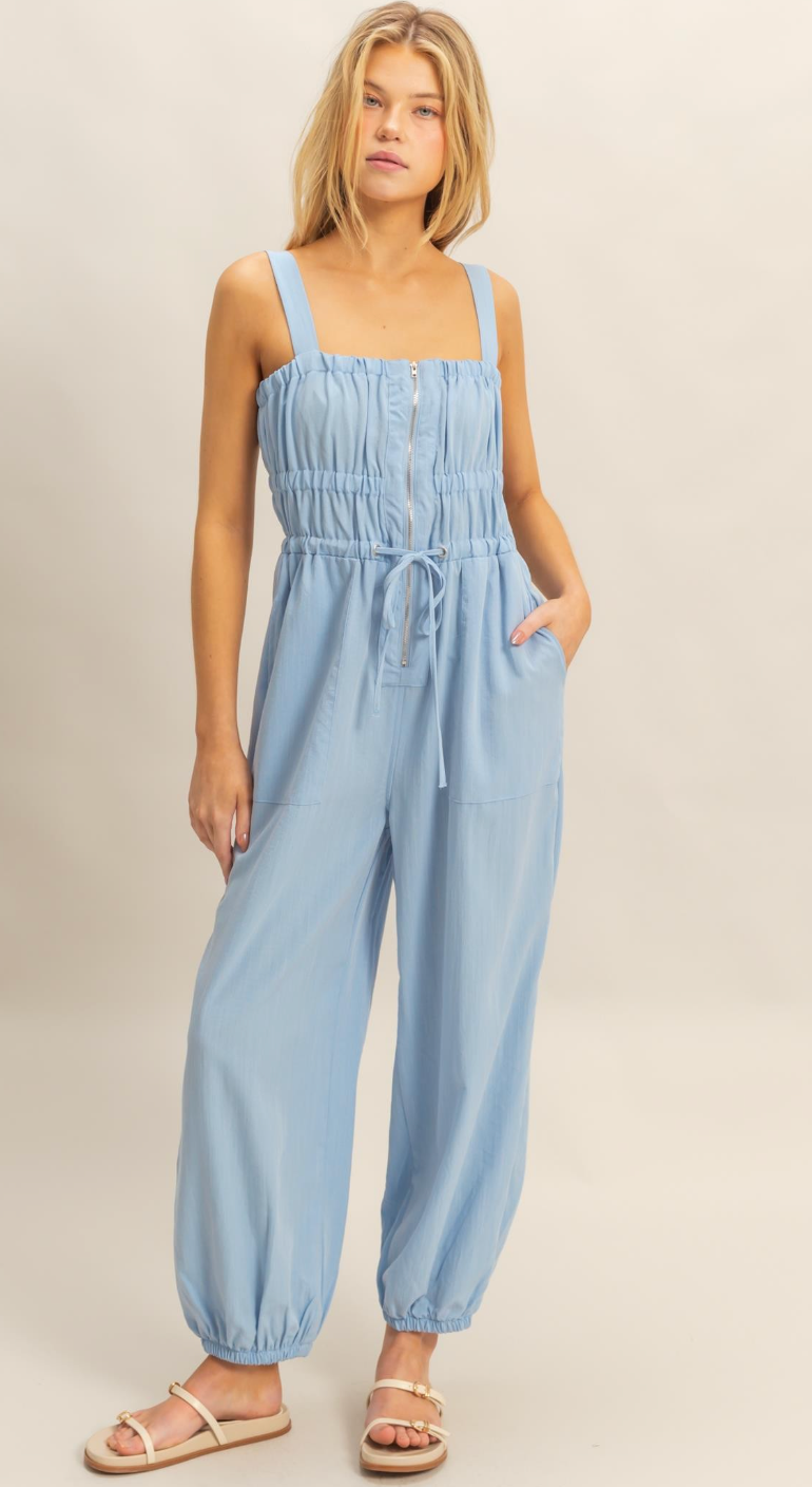 Marissa Zip Up Jumpsuit - Blue