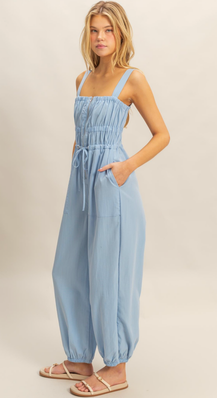 Marissa Zip Up Jumpsuit - Blue