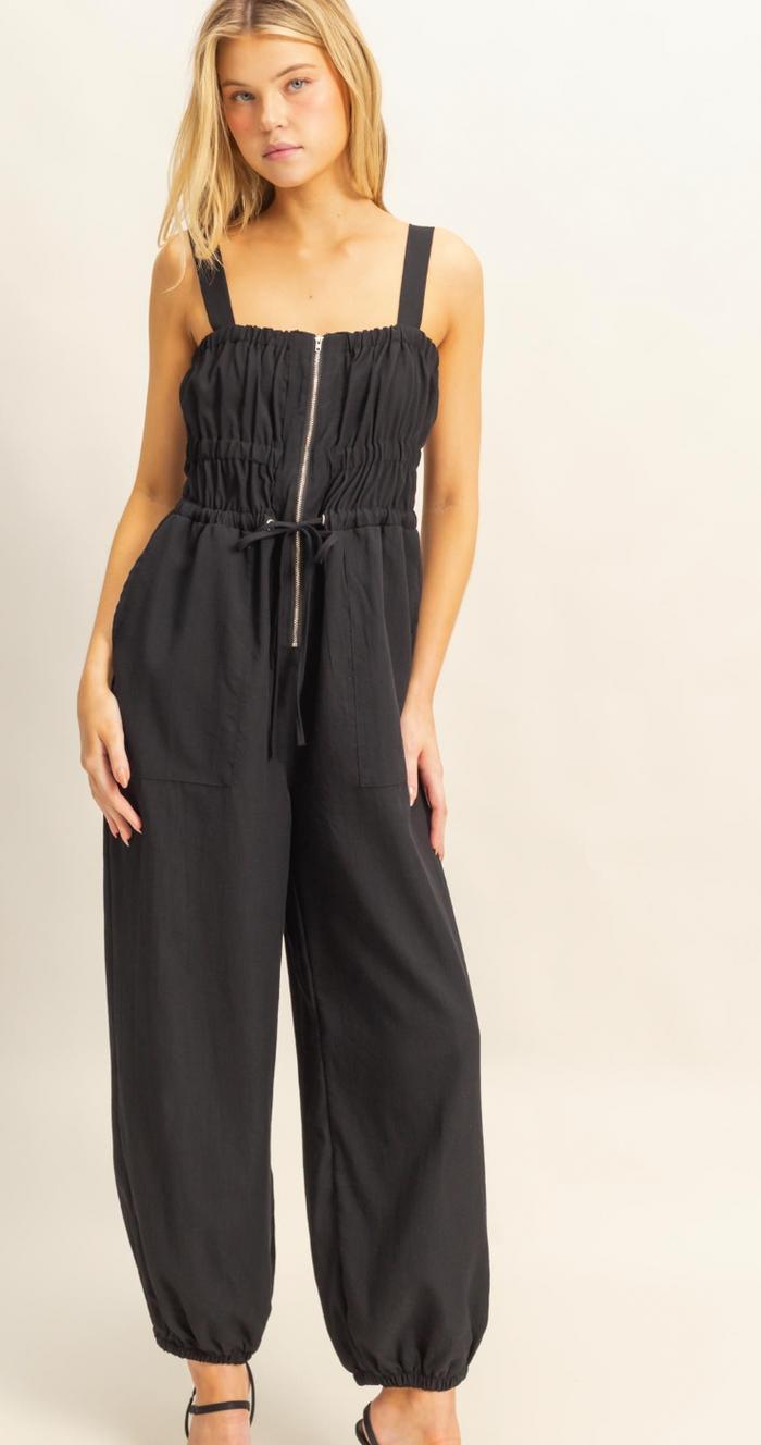 Marissa Zip Up Jumpsuit - Black