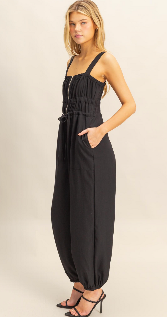 Marissa Zip Up Jumpsuit - Black