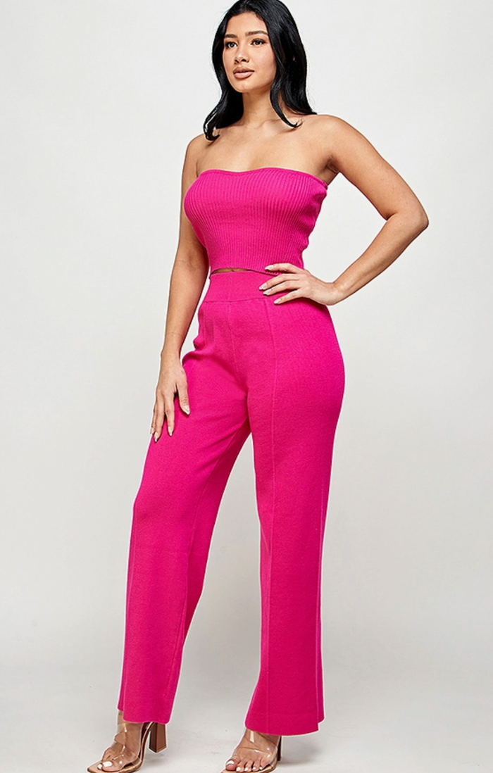 Zoela Tank & Pants Set - Fuschia