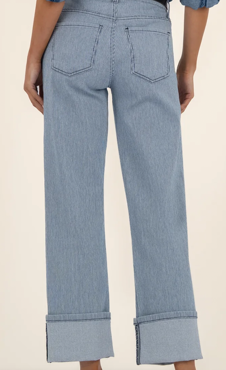Fay High Rise Striped Straight Leg Jean