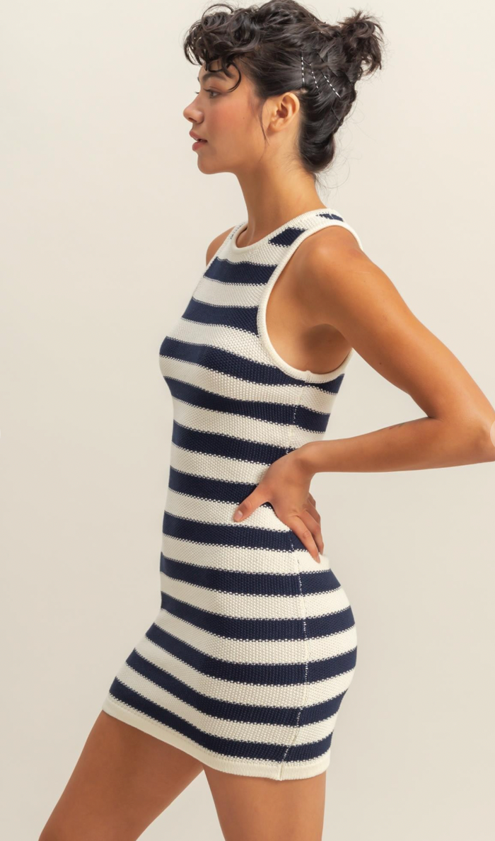 Bally Striped Mini Dress - Navy