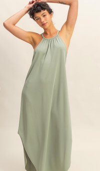 Capria Halter Midi Dress - Sage Green