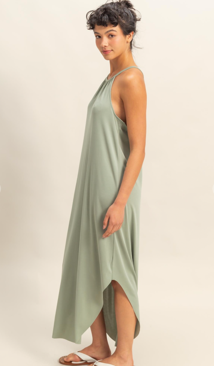 Capria Halter Midi Dress - Sage Green
