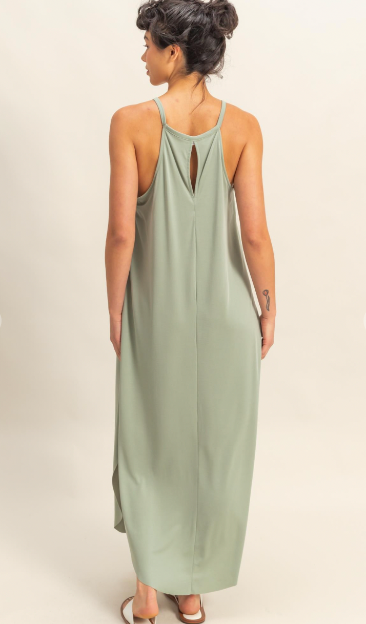 Capria Halter Midi Dress - Sage Green