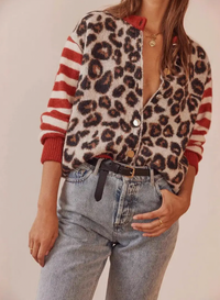 Dyana Leopard Print Cardigan - Red