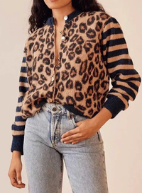 Dyana Leopard Print Cardigan - Blue